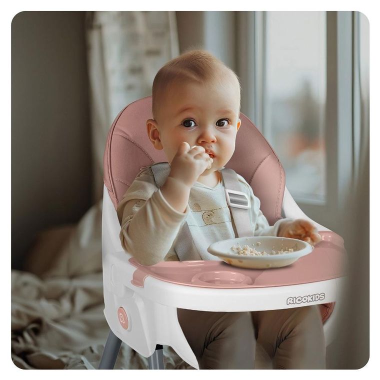 Ricokids, Mani, krzesełko do karmienia, różowe