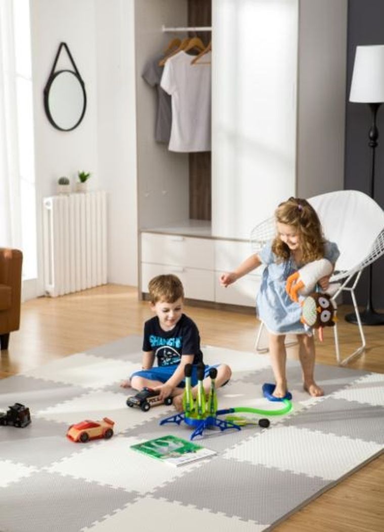 Ricokids, mata piankowa, puzzle, biało-szare, 4 elementy, 60-60 cm