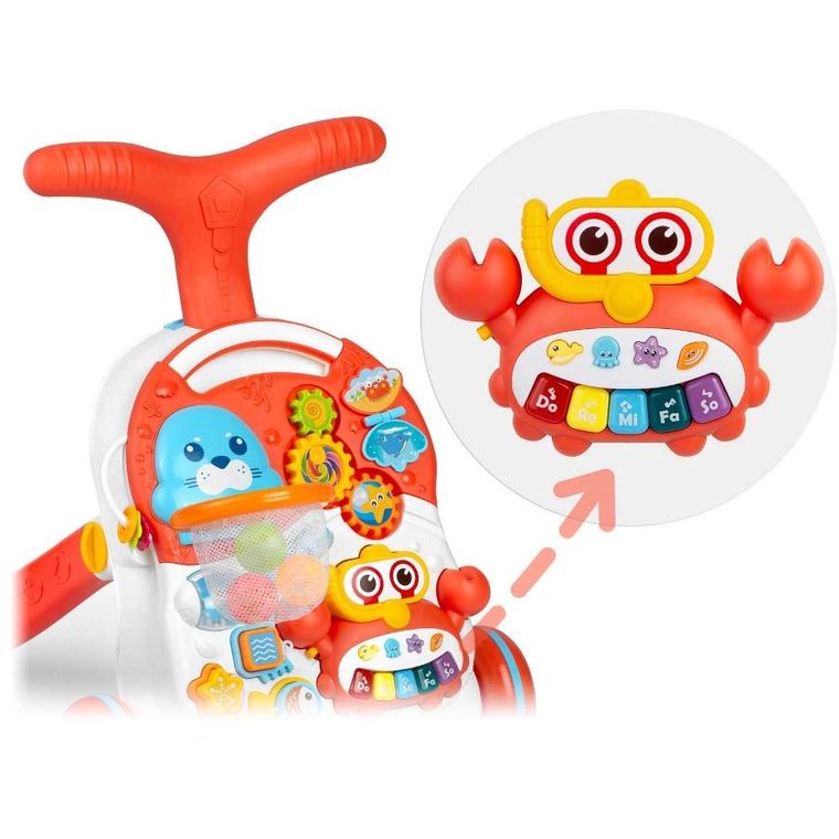 Ricokids, pchacz, chodzik edukacyjny 2w1, RK-810, biało-czerwony