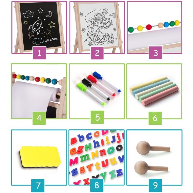 Ricokids, tablica drewniana z papierem, 78-44-29 cm