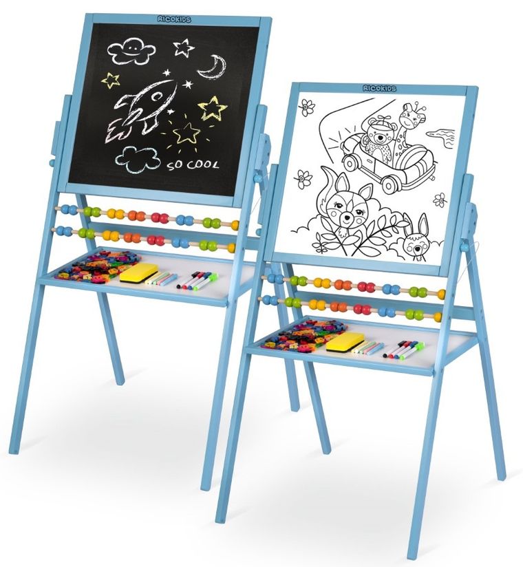 Ricokids, tablica magnetyczna, drewniana, 101-57-55 cm, niebieska