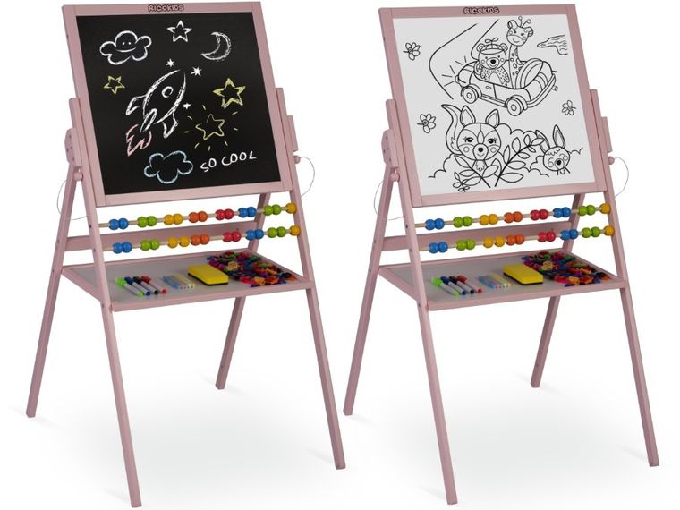 Ricokids, tablica magnetyczna, drewniana, 101-57-55 cm, różowa