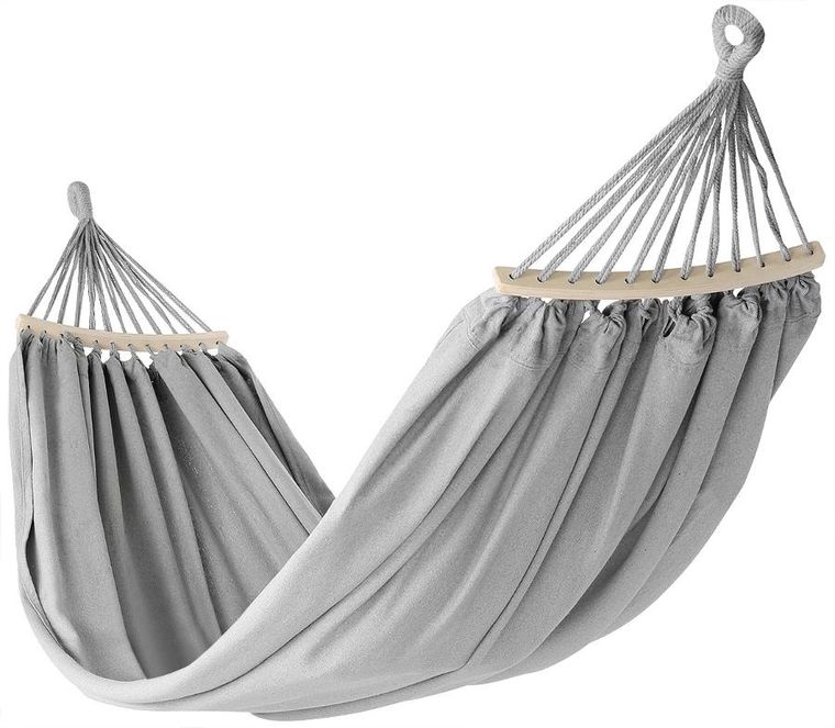 Royokamp, hamak ogrodowy z drążkiem i pokrowcem, 2 osobowy, XXL, szary, 250-150 cm