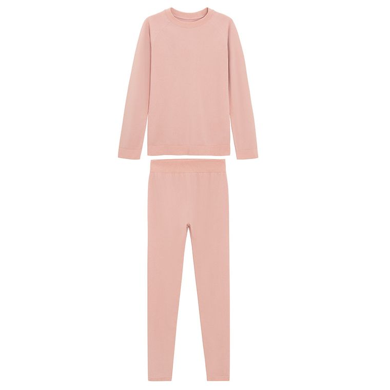 Różowe legginsy termoaktywne z domieszką wełny NOWEAR