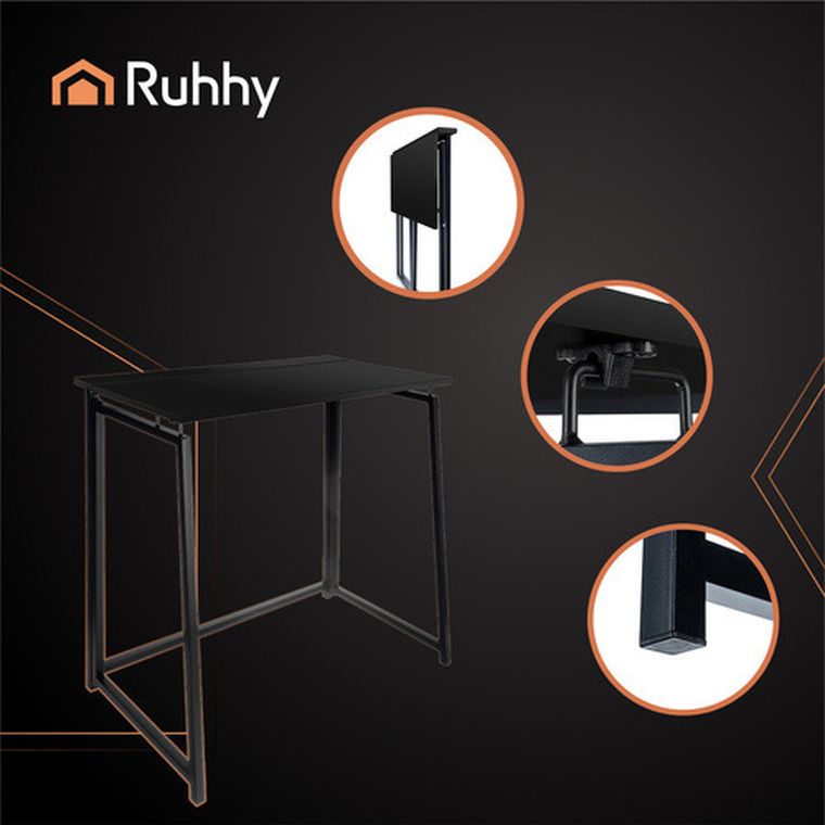 Ruhhy, biurko składane drewniane, czarne