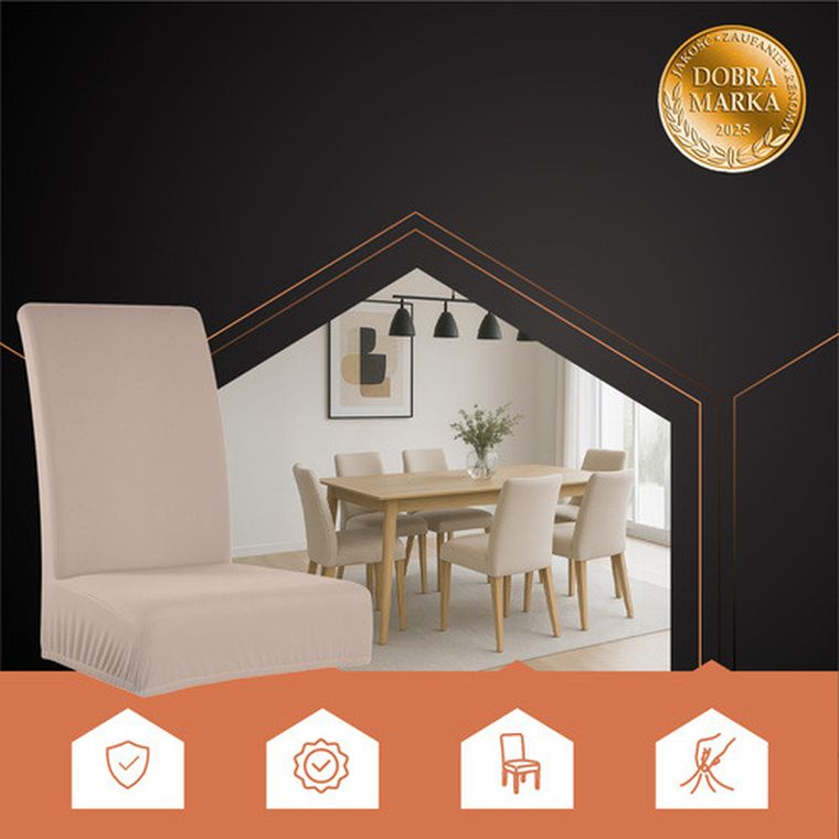 Ruhhy, pokrowce na krzesła, beżowe, 6 szt.