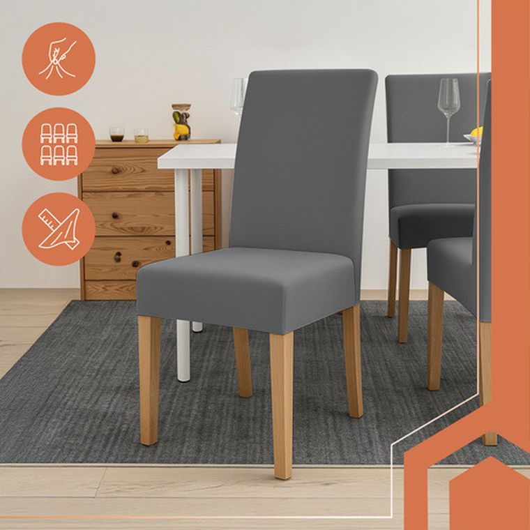 Ruhhy, pokrowce na krzesła, ciemnoszare, 6 szt.