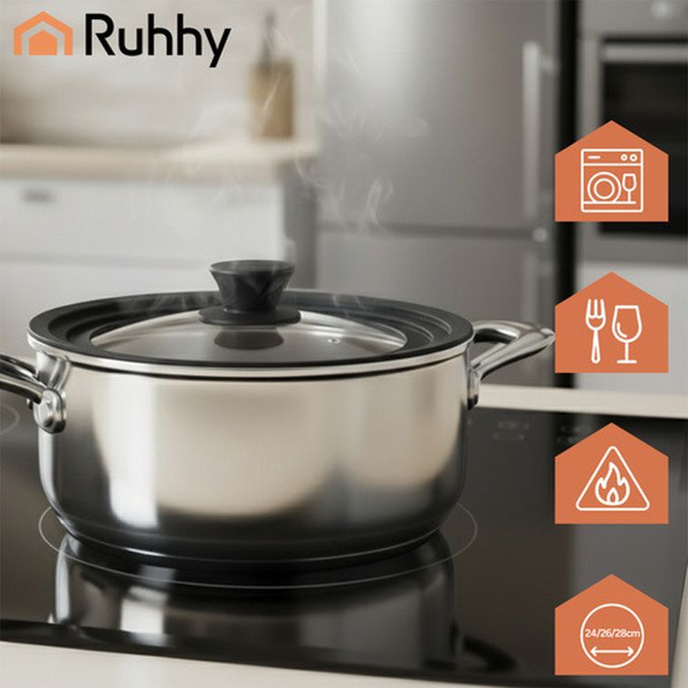 Ruhhy, pokrywka silikonowa, 3w1, 24/26/28 cm, 25560