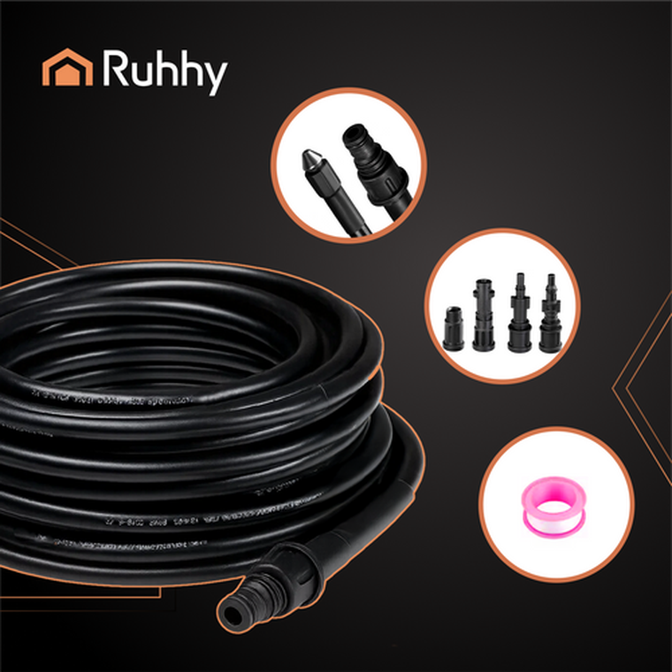 Ruhhy, wąż do czyszczenia rur z adapterem, 15m