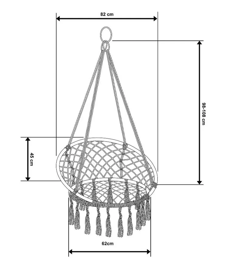 Saska Garden, ażurowy fotel wiszący, bocianie gniazdo, ciemny szary, 80-60 cm