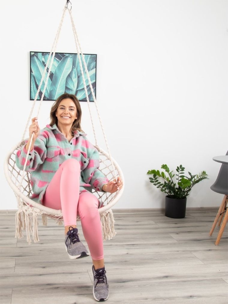 Saska Garden, hamak ażurowy, fotel wiszący, ecru, 80-60 cm