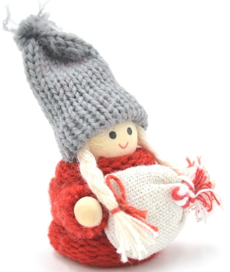 Saska Garden, laleczka dekoracyjna z workiem, czerwona, 7,5 cm