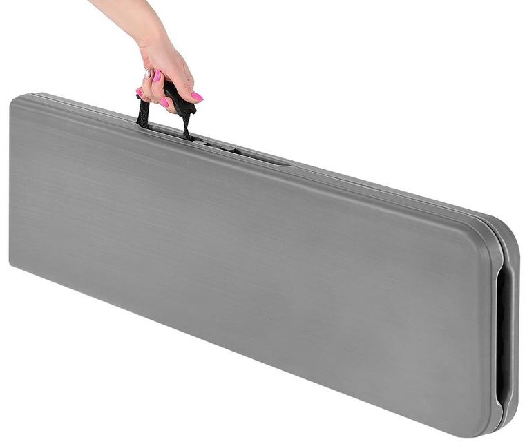 Saska Garden, ławka cateringowa składana, szara, 183-28-43 cm