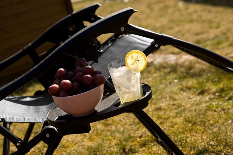 Saska Garden, składany leżak ogrodowy, wielofunkcyjny, z daszkiem, szary