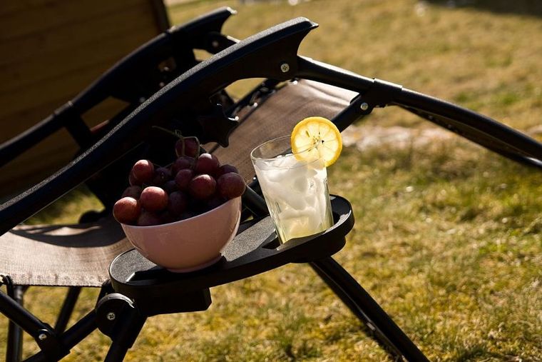 Saska Garden, składany leżak ogrodowy z daszkiem, brązowy, 173-52/65-110 cm