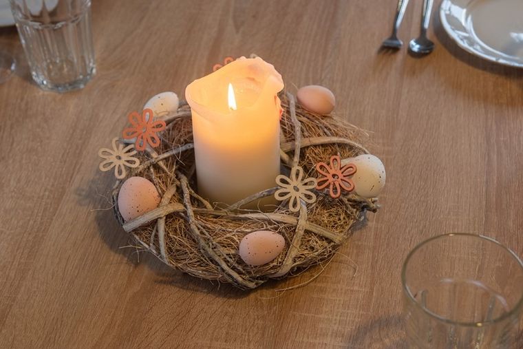 Saska Garden, wianek dekoracyjny, grey, średnica 24 cm