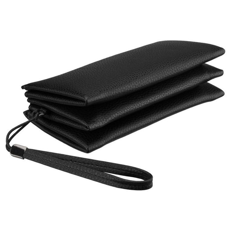 Saszetka do ręki, czarna, skóra ekologiczna, Rovicky
