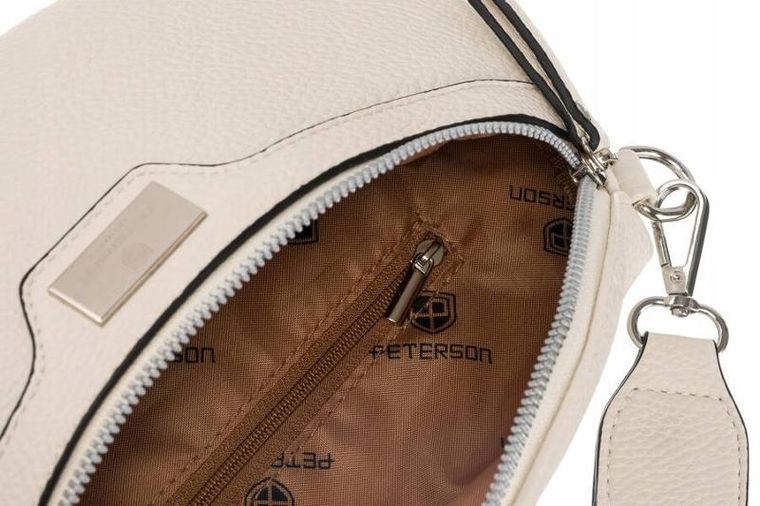 Saszetka na biodro, nerka, biała, skóra ekologiczna, Peterson