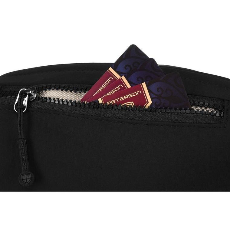 Saszetka na biodro, nerka, czarna, Peterson
