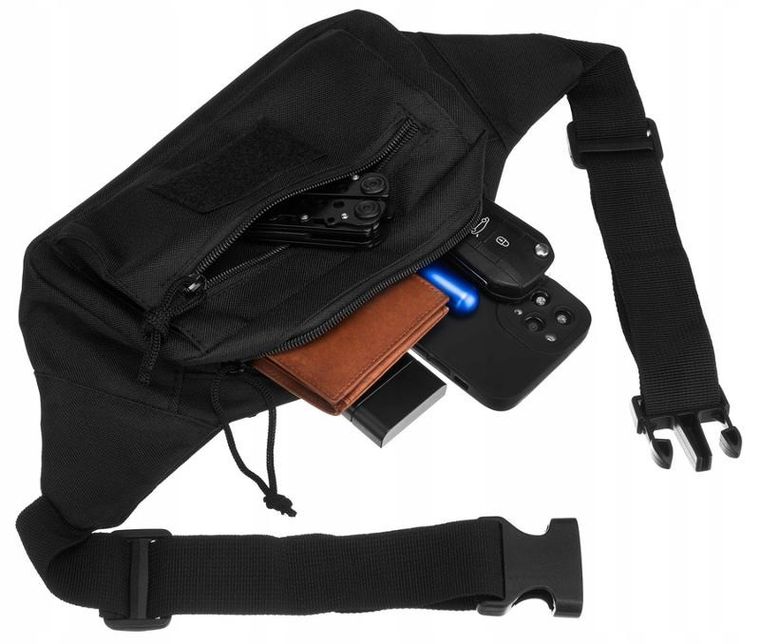 Saszetka na biodro, nerka, czarna, Rovicky