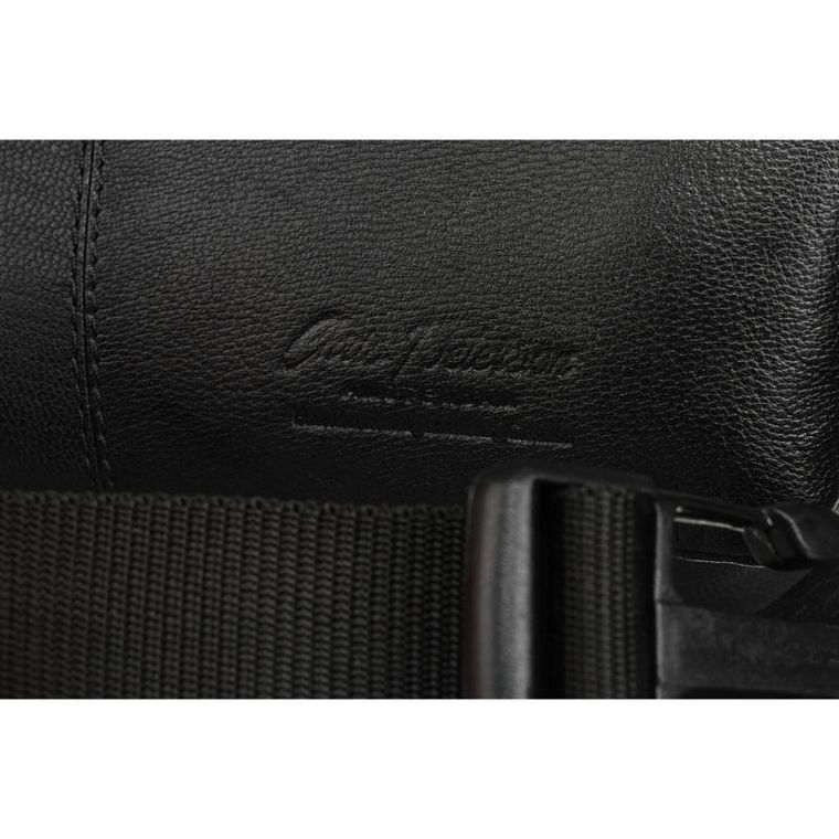 Saszetka na biodro, nerka, czarna, skórzana, Peterson