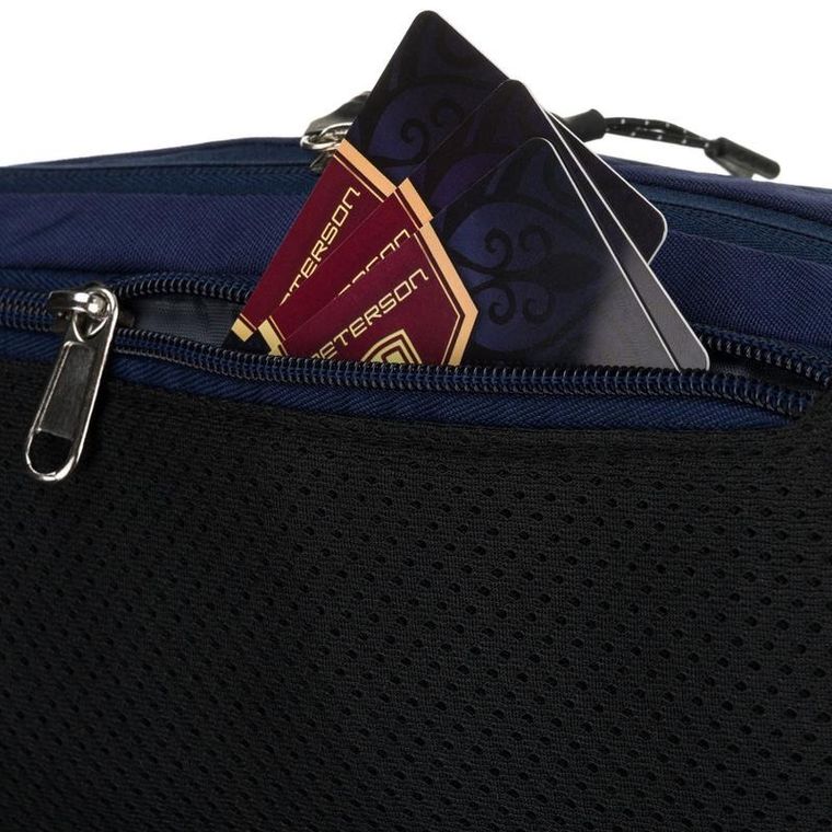 Saszetka na biodro, nerka, granatowa, Peterson