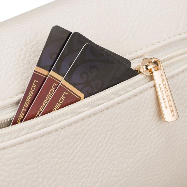 Saszetka na biodro, nerka, jasnobeżowa, skóra ekologiczna, Peterson