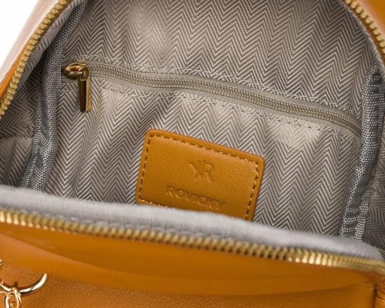 Saszetka na ramię, nerka, brązowa, skóra ekologiczna, Rovicky