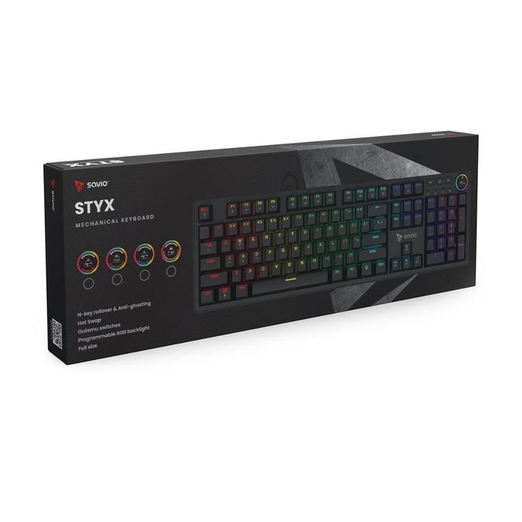 Savio, Styx, klawiatura mechaniczna, outemu, brązowy, Hot Swap RGB