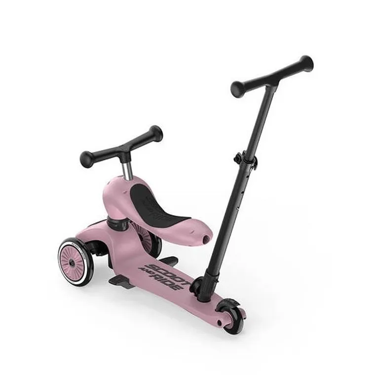 Scoot & Ride, Highwaykick 1, Push and Go, jeździk i hulajnoga z rączką do prowadzenia 2w1, Wildberry