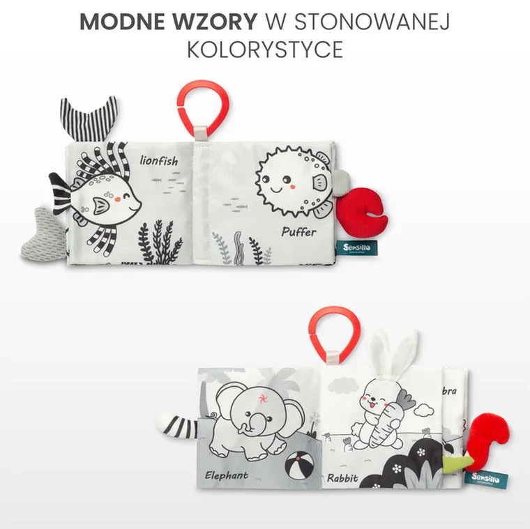 Sensillo, Black&white, książeczka materiałowa, sowa