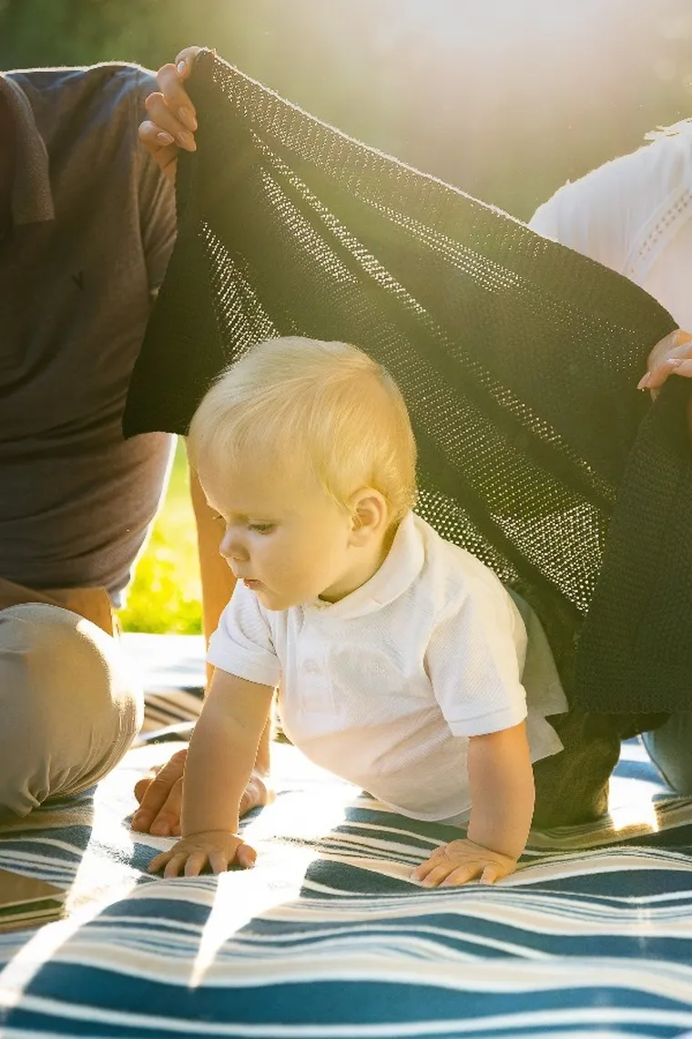 Sensillo, kocyk dziergany, bawełniany, granatowy, 100-80 cm