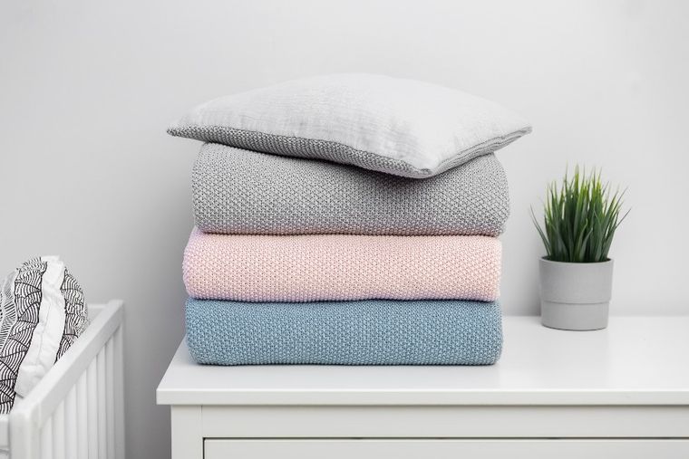 Sensillo, komplet dziergany, muślinowy, szary, 80-100 cm