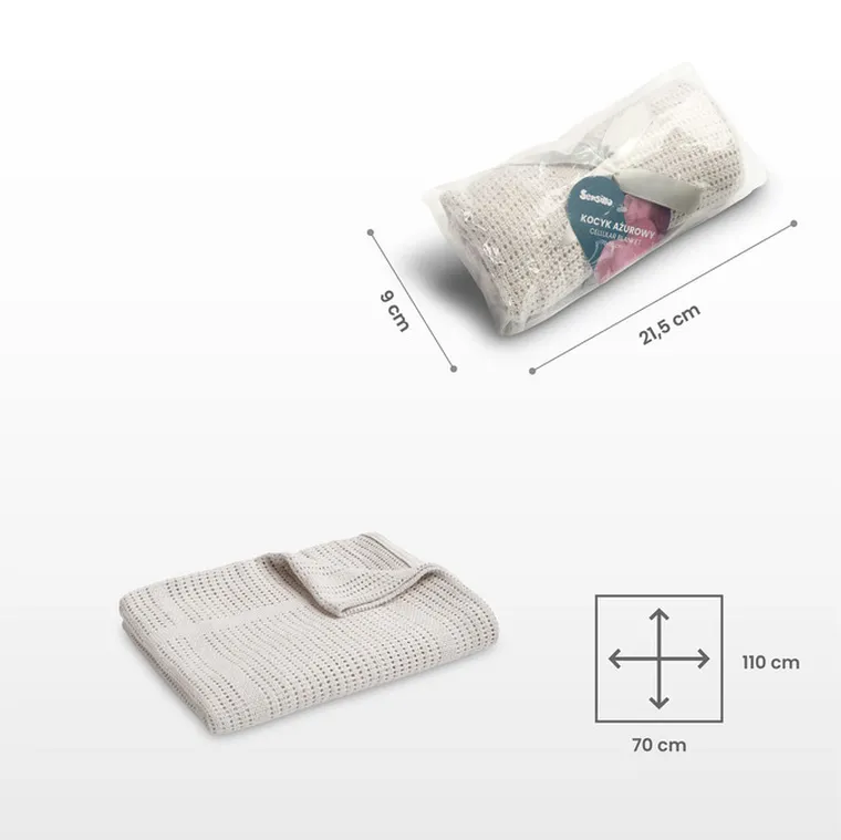 Sensillo, Moli, koc ażurowy, natural, 70-110 cm