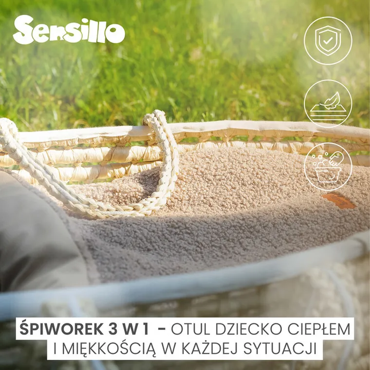Sensillo, śpiworek 3w1, baranek, ciemny beż