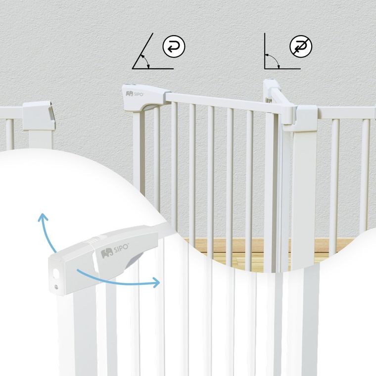 Sipo, bramka zabezpieczająca na schody, barierka ochronna, biała