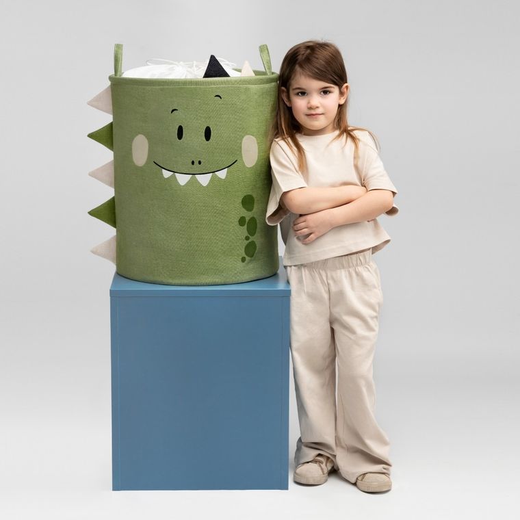 Sipo, kosz na zabawki XXL, wersja premium, zamykany na ściągacz, Dino