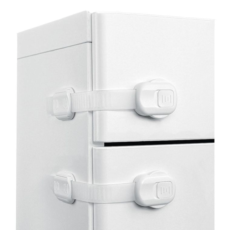 Sipo, zestaw zabezpieczeń do szaf i szuflad z podwójnym przyciskiem i regulacją, 6 szt.