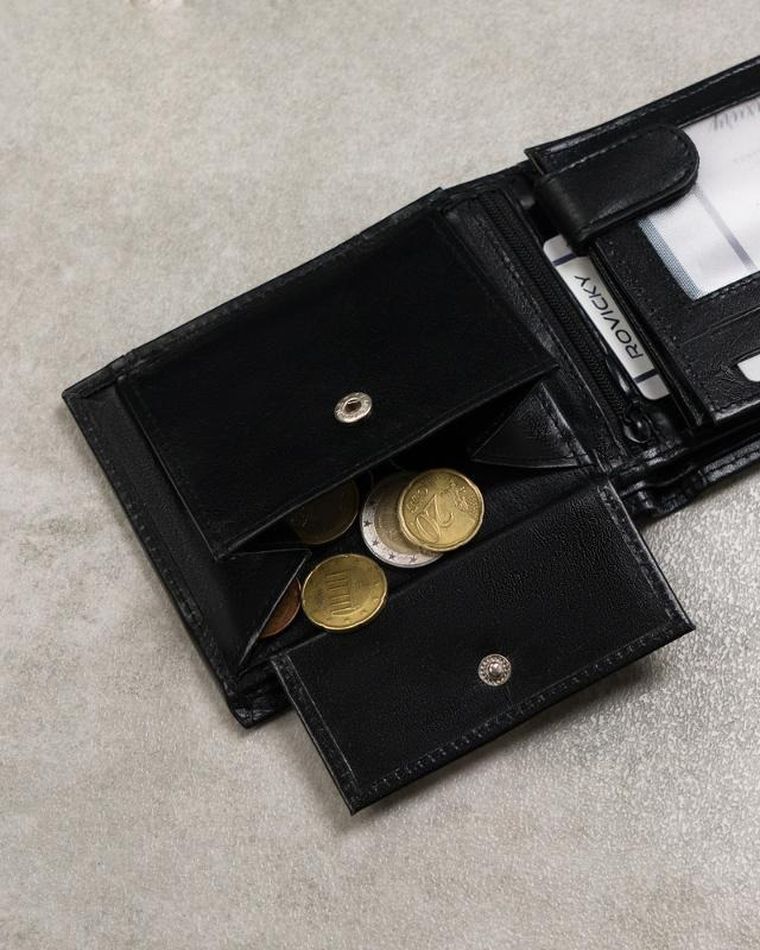 Skórzany portfel męski z kieszenią na dowód rejestracyjny, Cavaldi