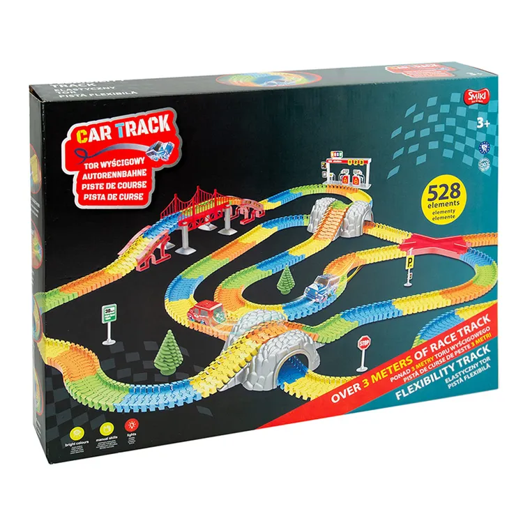 Smiki, Magic Tracks, elastyczny tor samochodowy z pojazdem, 528 elementów