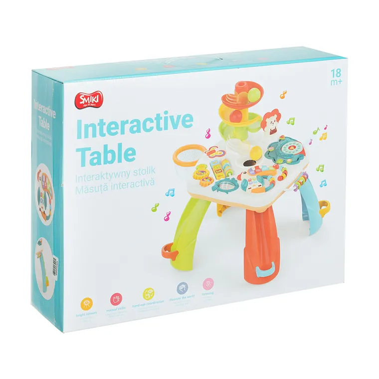 Smiki, stolik edukacyjny z kulodromem, interaktywny, 18m+