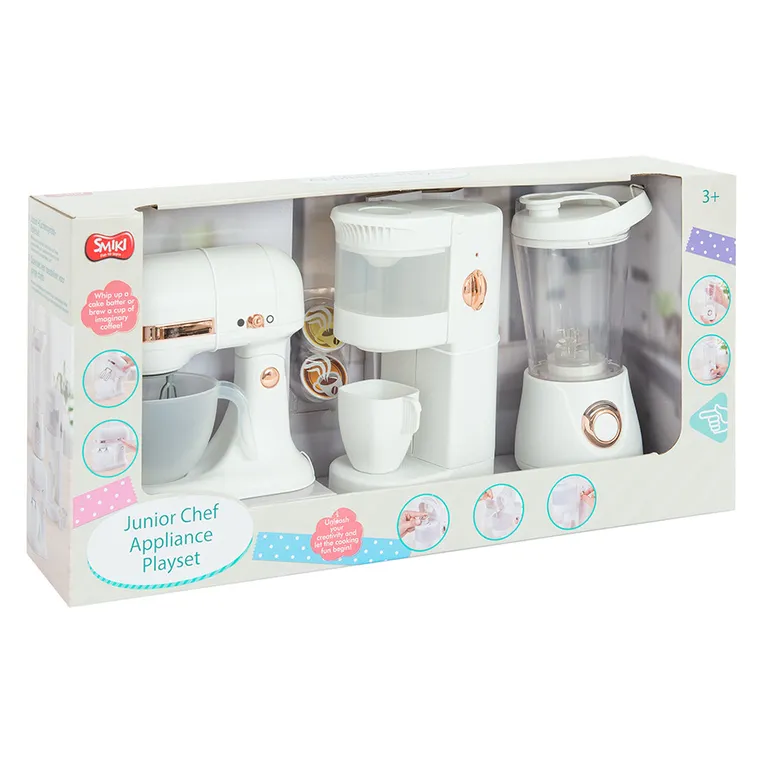 Smiki, zestaw kuchenny, robot, ekspres do kawy i blender, biały