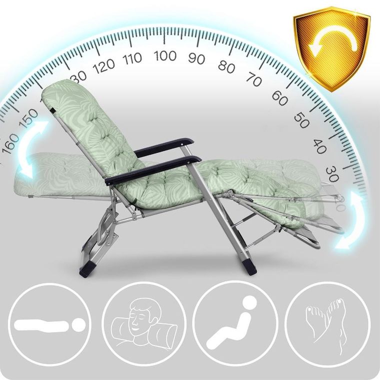 Sofotel, ChillWell, leżak ogrodowy składany z poduszką, jasno zielony, zestaw, 2 szt.