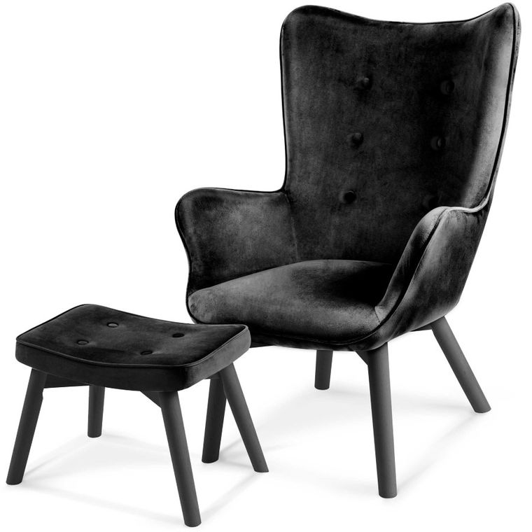 Sofotel, Norse, fotel uszak do karmienia z podnóżkiem, czarny