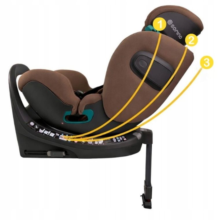Sorino, Aurora, fotelik samochodowy z bazą, 360°, chocolate, 40-150 cm