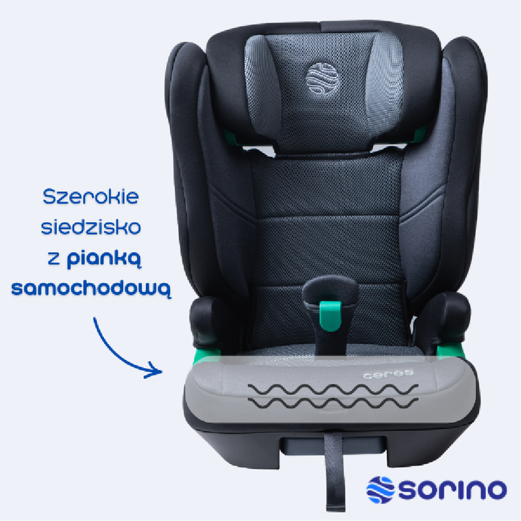 Sorino, Ceres, fotelik samochodowy, dark grey, 100-150 cm