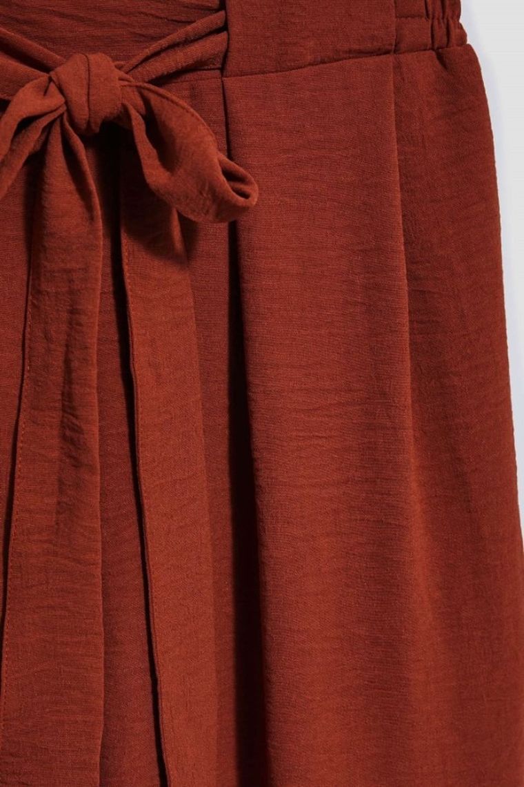 Spodnie materiałowe damskie, brązowe, Moodo