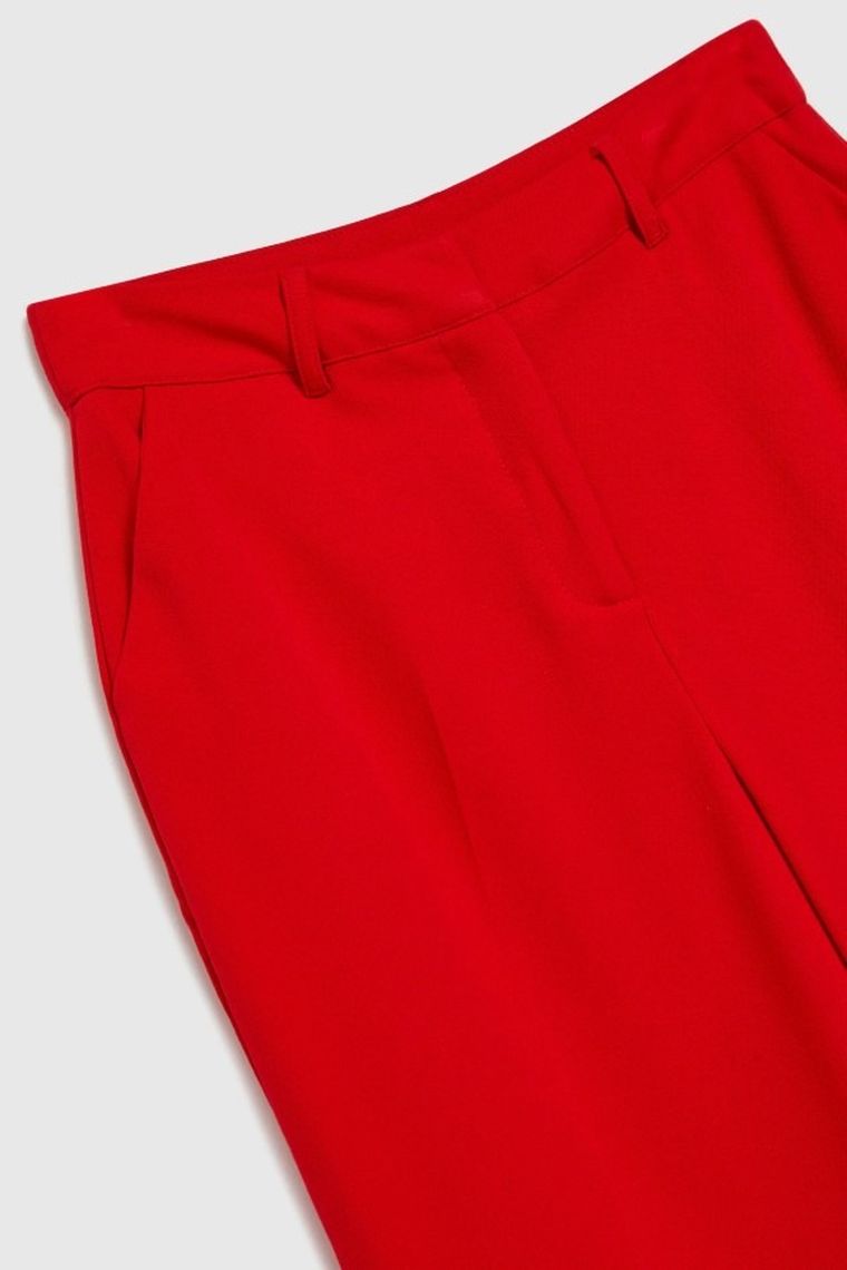 Spodnie materiałowe damskie, czerwone, Moodo
