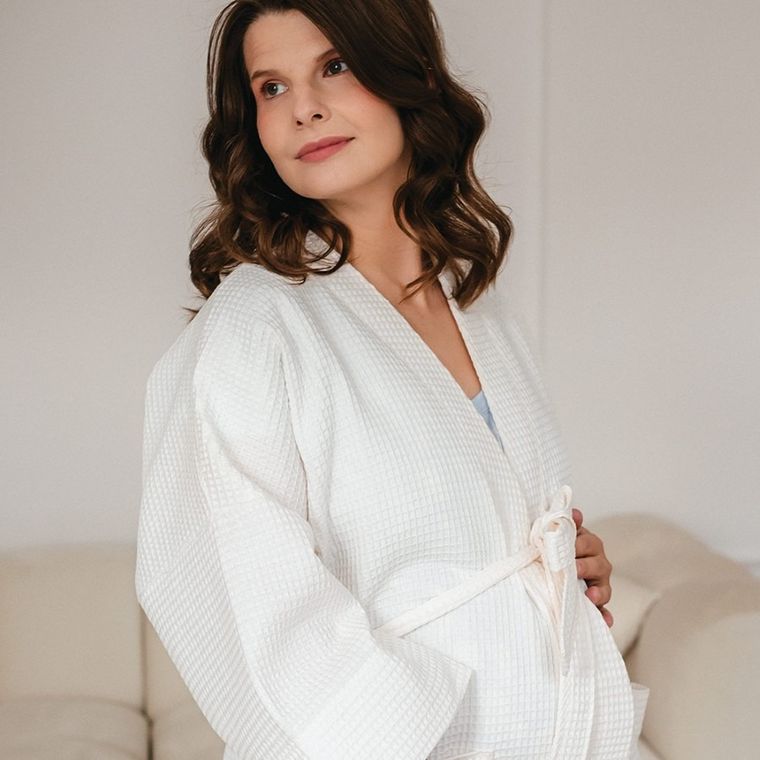 Szlafrok damski, ciążowy, ecru, Eevi