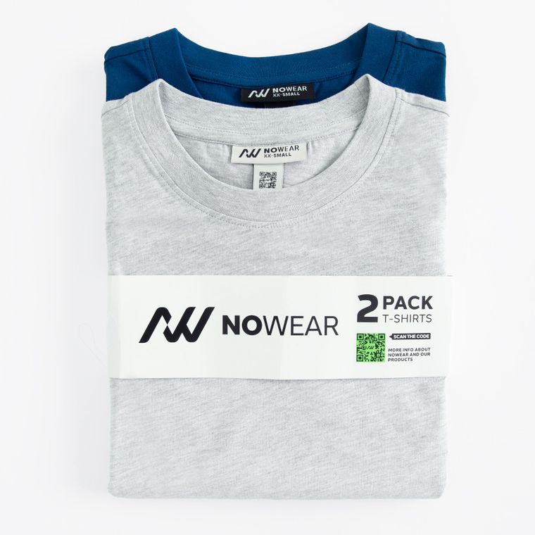 T-shirt z bawełny czesanej 2-pack NOWEAR